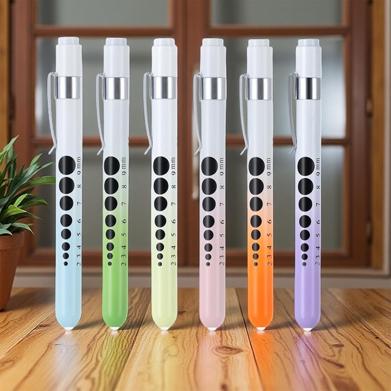 SIPYTOPF 6 Pack Pen Light,Reusable LED Penlight with Pupil Gauge