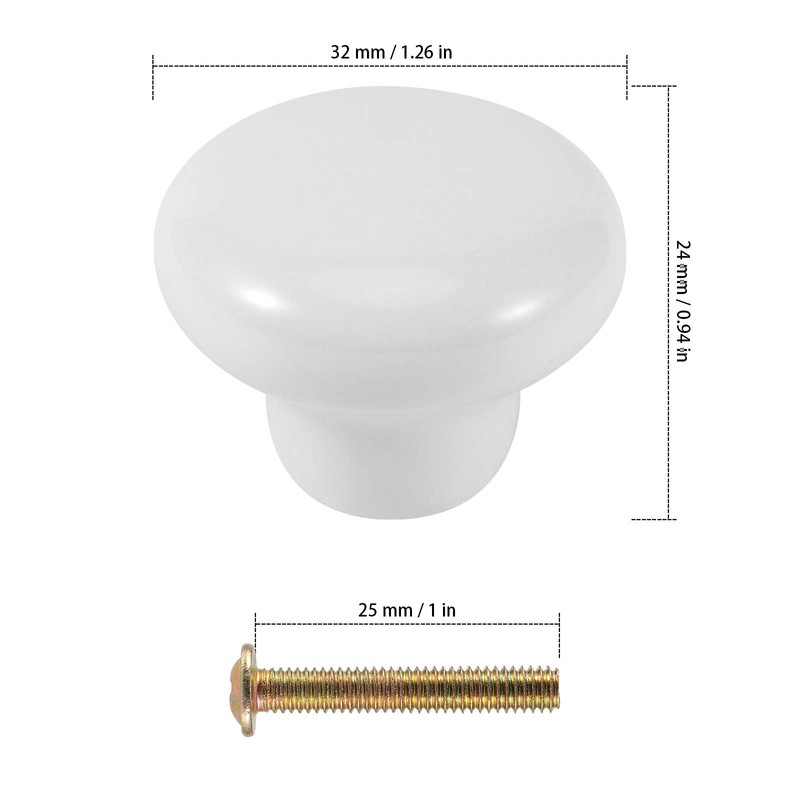KEILEOHO 35 PCS White Ceramic Cabinet Knobs, Vintage Round Ceramic