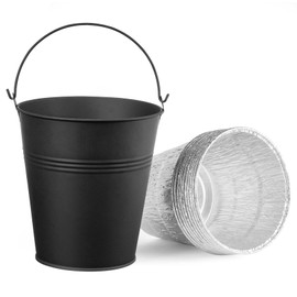 Drip Grease Bucket and 10 Pack Foil Liners for Pit Boss, Traeger 20/22/34 Series,Oklahoma Joe's,Grease Bucket Repalcement for Traeger Pro Series 575/780, Z Grill, Black Drip Bucket for Pellet Grill