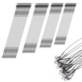 AIEX 80 Piezas Líder Alambre Pesca 4 Tamaños Acero Inoxidable Línea de Líder de Pesca con Hebillas Giratorias para Agua Salada y Agua Dulce Conexión de Aparejos de Pesca Señuelos o Anzuelos (Negro)