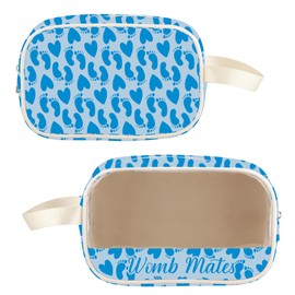 TOBGBE Womb Mates Twin Clear Makeup Bag for Twin Sisters Brothers Cosmetic Organizer Case Newborn Gifts Wombmate with Love (Twin Brother Clear MB)