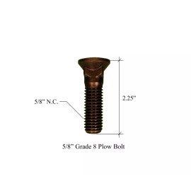 Aftermarket 7 - Plow Bolt & Nut for Blades / Cutting Edge, 5/8-11x2 1/2 - Grade 8, Dome Head