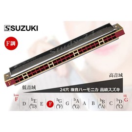 SUZUKI -24H C 24 Hole Compound Harmonica, Premium Suzuki Duplicate Harmonica (F Tone)