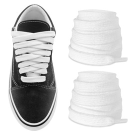 NDTEZUGT 10MM Shoelaces for Vans Old Skool Classic Skate Shoes, 3/8" Wide Flat Cotton Athletic Shoe Laces Replacement Strings, White, 39"/100cm