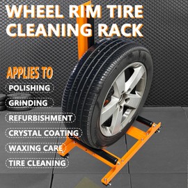 DESEQPT Rolling Wheel Detailing Stand – Heavy-Duty Tire Cleaning and Polishing Roller with 3-Way Rotating Rollers for Ceramic Coating, Tire Shine, Car Wheel Wash – Garage Accessory for Auto Detailers