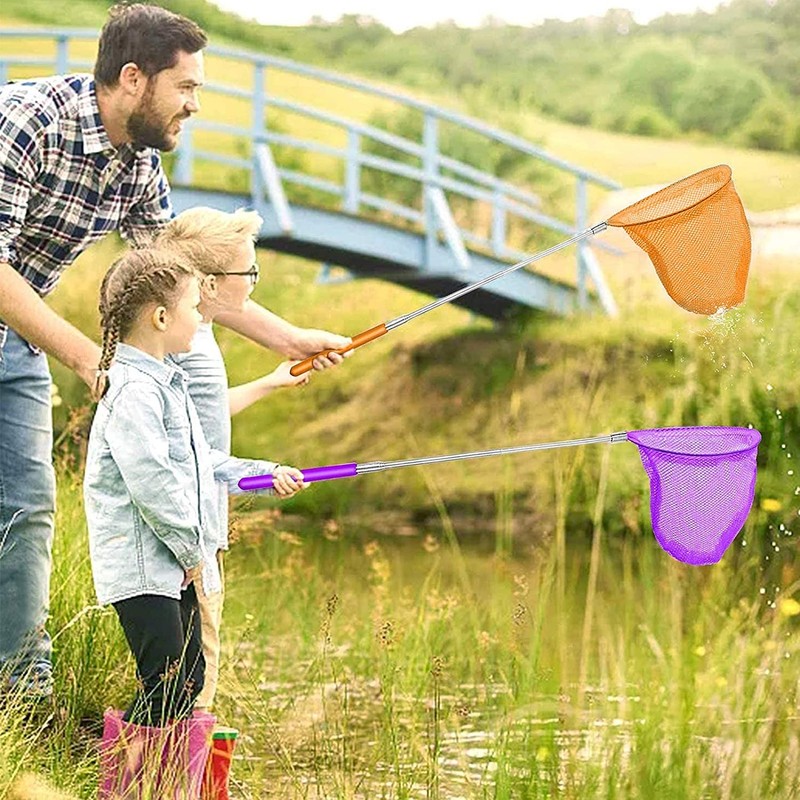 3 Pack Butterfly Nets with Folding Water Buckets，Telescopic Butterfly Nets，Extendable