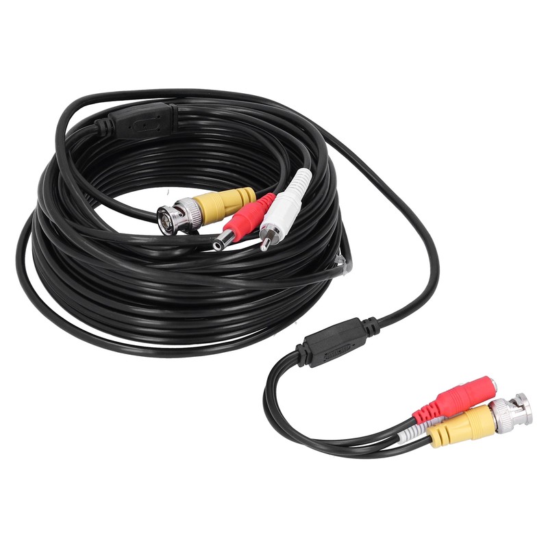 Portable CCTV Cable 3-In 1 Video Audio Power Cord BNC+RCA+DC