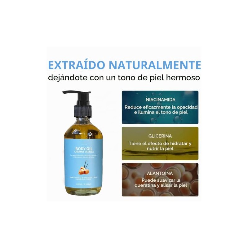 2 botellas Aceite corporal vainilla caramelizada, aceite corporal de vainilla