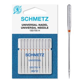 SCHMETZ Domestic Sewing Machine Needles | 10 Universal Needles 130/705 H Needle Size 80/12 | Suitable for a Wide Range of Fabrics | Can be Used on All Conventional Household Sewing Machines