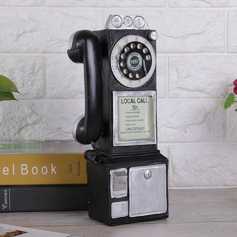 Retro European Style Telephone Model Decor Home Resin Craft Window