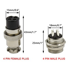 Hxchen 4 Pin Metal Male Female Panel Connector 20mm GX20-4P Silver Aviation Plug - (2 Sets)