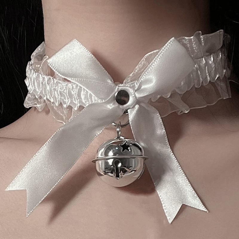 AOTENG STAR White Bell Choker Collar Necklace Lolita Bow Collar