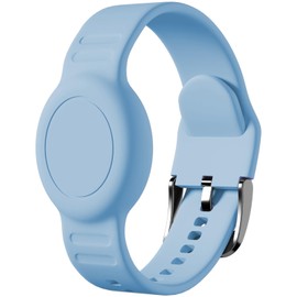 Foweroty Bracelet for AirTag 2nd Gen (2026) & 1st for Kids, Waterproof for air tagholder with Soft Silicone, Full Coverage Anti-Lost Hidden Wristband Accessories Watch Band for Child, Gray Blue