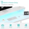 Lufeiya White Computer Desk with LED Lights and Power Outlets,
