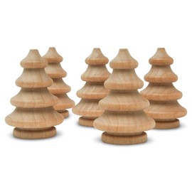 Mini Wooden Christmas Tree 1-1/4 inch, Pack of 10 Unfinished Wood Miniature Trees for Christmas Crafts, Peg People, Nature Table, and Small World Play, by Woodpeckers