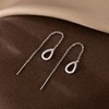 SLUYNZ Sterling Silver Teardrop Threader Earrings Dangle for Women Waterdrop