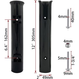 JT-HLM Fishing Rod Holder Bracket Wall Mounted Boat Side Mount Tool Holder Tube Links with Screws 2/3/4/6 Pole Tube (White/Black) (2-Pole Black)