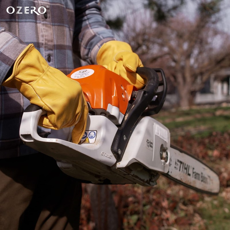 Ozero Work Gloves, Leather Gloves for Working, Gardening, 1 Pair