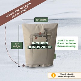 The Original Winter Pipe Insulation Cover (0˚F) - Extra-Thick EVA+NBR (UV-Coated) Insulated Backflow Preventer Freeze Protection, Pump Cover, Sprinkler/Well/Valve Head Cover - (19" W X 32" H)