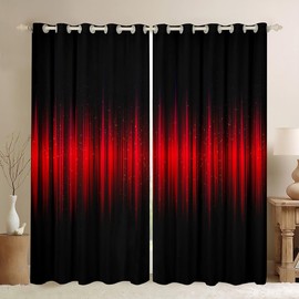 Feelyou Red and Black Darkening Drapes Abstract Ombre 30%-50% Blackout Curtains Boys Geometry Stripes Window Curtains Kids Toddler Red and Black Striped Window Treatments (2 Panels, 38 x 54 Inch)