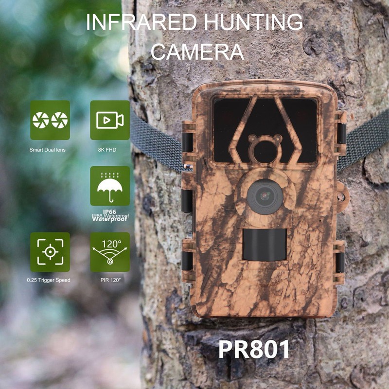Trail Camera IP66 Waterproof 4K 60MP 0.2s Trigger 120° Wide