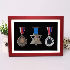 Medal Display Frame, 3 Medal Display Frame, Shadow Box Frame for Displaying Medal Awards for Runners, Marathon, Gymnastics and All Sports (9.4 x 13 Inch)