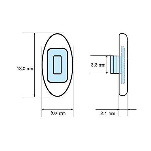 ASKANA Nosepads 13 mm Narrow Oval Push in Set of 3 Pairs