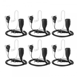 DONGKER Walkie Talkie Headset, 6 Pieces Acoustic Tube Earphones, Noise Reduction/Anti-Radiation, Two-Way In-Ear Headset for UV5R/82/UV2 Walkie Talkie, Radio, Radio