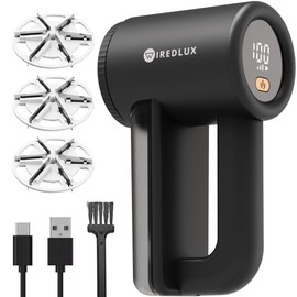 WiredLux WiredLux Rechargeable Fabric Shaver - Electric Lint Remover for Clothes & Couch - Adjustable 3-Speed, 6-Leaf Blade, LED Display, USB Charging - Depiller with Dual Protection (Midnight Black)