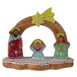 Northlight 8" Glitter Dusted Gingerbread Holy Family Christmas Decoration
