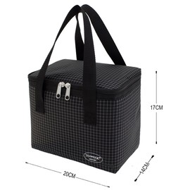 TEAMOOK Small Cool Bag Leakproof Waterproof Soft Insulated Lunch Bag for Adults and Kids 6 Cans (Bright Lattice Black)