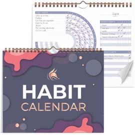 Clever Fox Habit Calendar Circle – 2-Year Inspirational Habit Tracker for Atomic Habits – Colorful Habit & Goal Planner Journal to Boost Productivity & Become Your Best Self – Dark Blue & Red