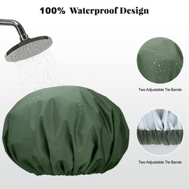 Reusable Shower Cap for Women, 3Pcs Hair Cap for Shower, Waterproof Shower Cap with Elastic Band for Long, Thick or Curly Hair