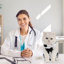Avont Cat Recovery Suit, Kitten Onesies for After Surgery, Surgical Spay Suit for Female Cats -Cow Print (S)