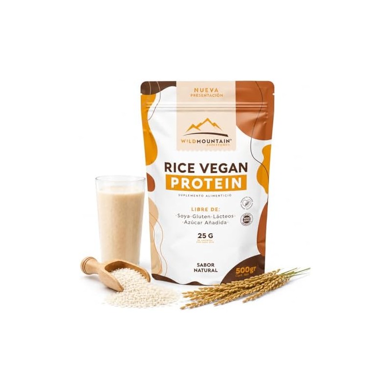 Wildmountain - Proteína Vegana de Arroz Integral Suplemento Alimenticio Sin