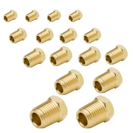 Legines Brass Hex Head Plugs/End/Bung/Stop/Seal Assortment Kit, 1/8" 1/4" 3/8" 1/2" 3/4" NPT Male, 16 Pcs