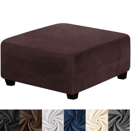 HFCNMY Ottoman Cover Square,Stretch Velvet Square Ottoman Cover Thick Ottoman Slipcover Square Washable Storage Ottoman Cover Foot Stool Cover with Elastic Bottom for Living Room Coffee Medium
