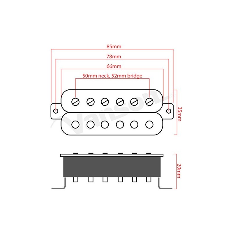 VANSON '57 Alnico II PAF style Zebra Humbucker SET (Neck