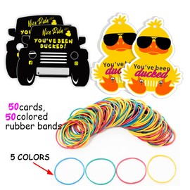 Waxvery Duck Tags,You've Been Ducked, Cute Yellow Duck and Black Car Tags, Duck Ducking Game Card, Rubber Duck Card with Round Hole and Rubber Bands 50PACK