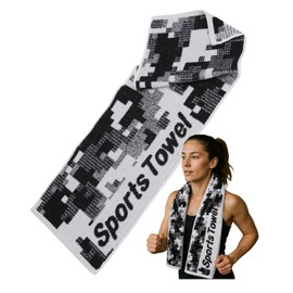 WHITE HEM BLACK CAMO SPORTS | CAMO SPORTS TOWEL DESIGN | Medium - 30x90cm