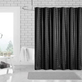PREMIUS 3D PEVA Polkadots Grommet Shower Liner with Magnetic Weighted Bottom, Black, 70x72 Inches