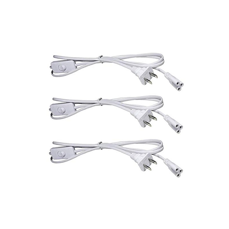 (3-Pack) T5 T8 LED Tube Power Extension Cable with On/Off