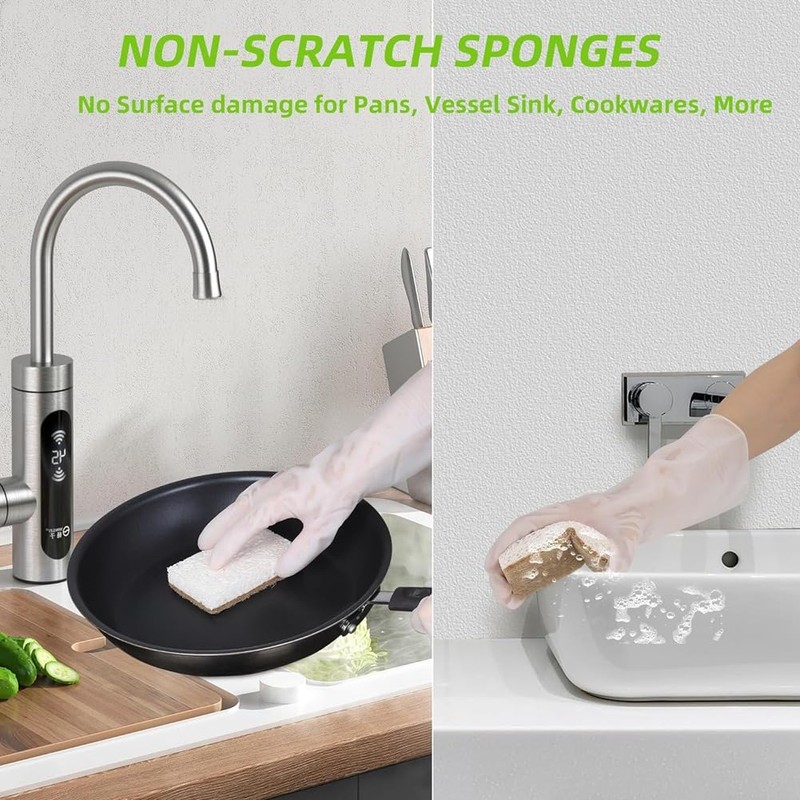 omolly 12 Pcs Eco Sponge Scourers, Natural Washing Up Sponge,