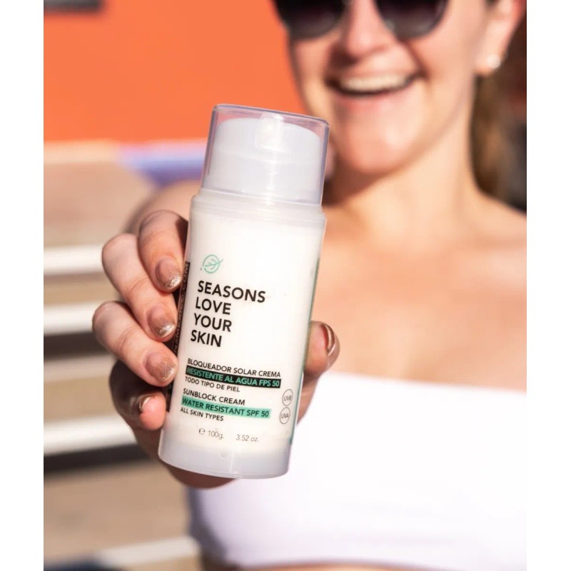 Bloqueador Solar Crema Resistente Al Agua Fps 50 100gr Seasons