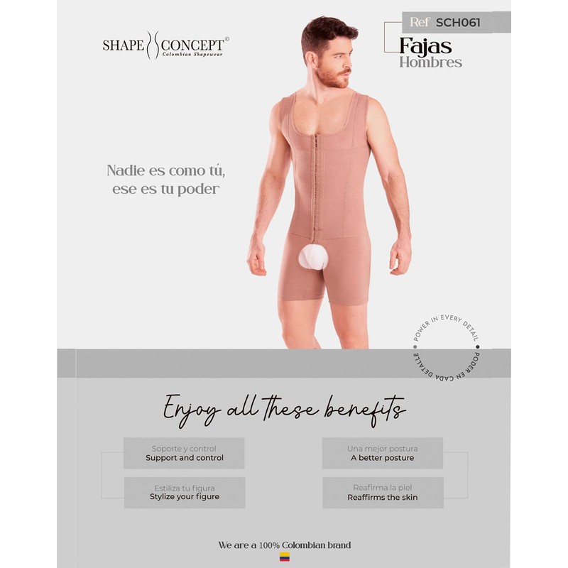 SHAPE CONCEPT - Faja Colombiana para hombre, compresión de estómago