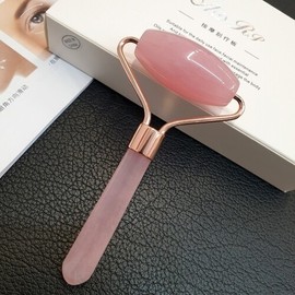 Pink Jade Roller for Facial Massage and Contouring Make