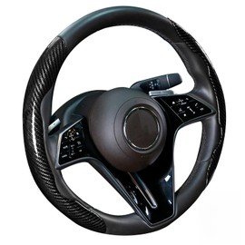3Pcs Steering Wheel Cover, Car Steering Wheel Cover, Carbon Fiber Car Wheel Cover, Universal Fit, Suitable for 14- to 16-Inch Steering Wheels, Easy Snap-On Installation (Black)