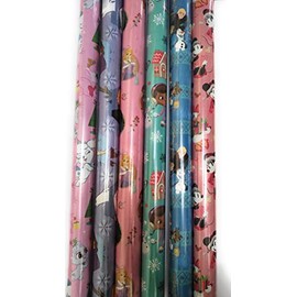3 Rolls Girls Princesses Christmas Holiday Gift Wrap Matching Pull Bows