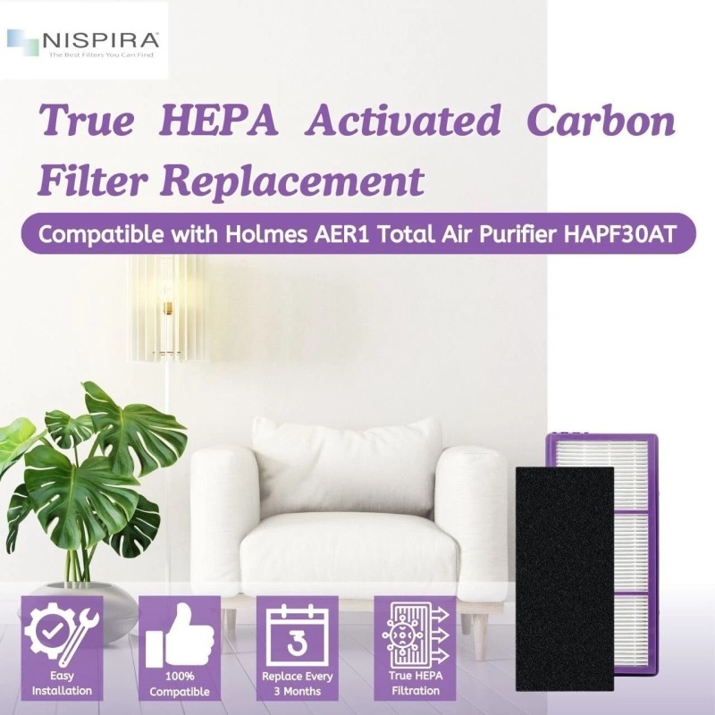 Nispira 4 HEPA + Carbon Filter for Holmes Aer1 Air