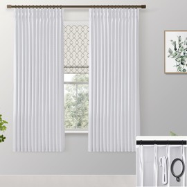 SHINELAND Sun Light Blocking Curtains,Greyish White Total 100% Blackout Curtians Temperature Control Drapery Panels Traverse Curtains,63 Inch Length